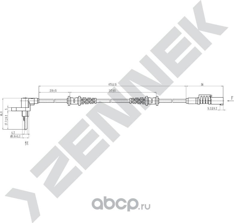 Датчик ABS передний левый/правый MERCEDES SPRINTER 06-12, VW CRAFTER 06-16 (Zennek). Артикул DAS0071