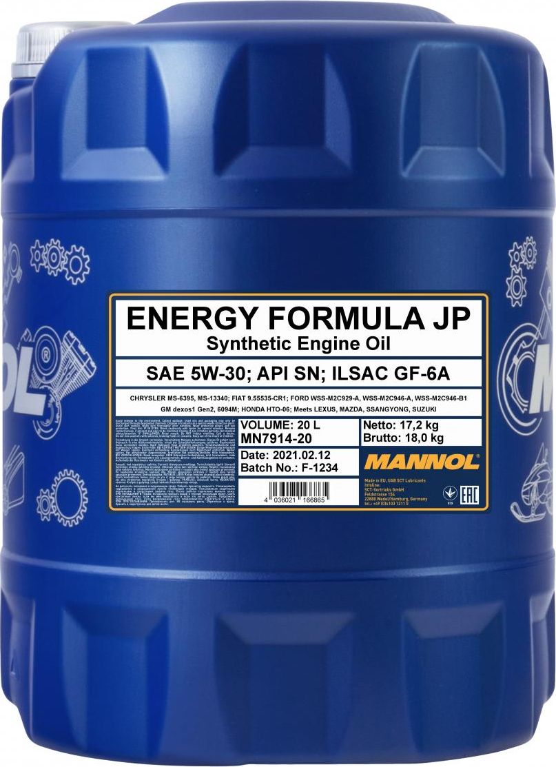 Масло моторное ENERGY FORMULA JP 5w30  20l (Mannol). Артикул 1061