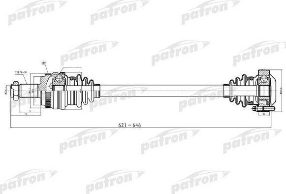 Полуось (привод в сборе, приводной вал) Patron задняя левая для BMW X3 I (E83) 2003-2011. Артикул PDS0237