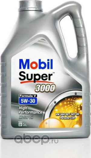 Масло моторное синтетическое Mobil Super 3000 Formula V 5W30 API SN ACEA C3 5л. Артикул 154447