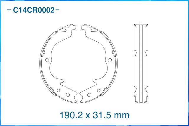 Колодки тормозные задние барабанные (Low Metallic) (Cworks). Артикул C14CR0002