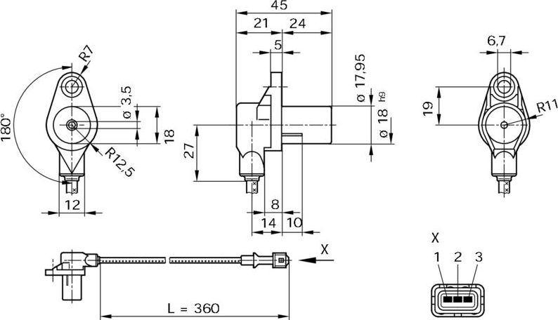 Датчик положения коленвала Bosch. Артикул 0 261 210 104