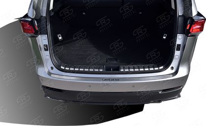 Накладка на задний бампер RusStal для Lexus NX I до рестайлинга 2014-2017 (лист нерж. шлифованный с надписью) кроме F-Sport. Артикул LEXNXN-003489