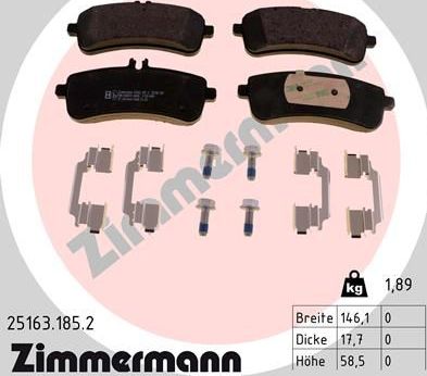 Тормозные колодки Zimmermann. Артикул 25163.185.2