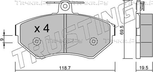 Тормозные колодки Trusting передние для SEAT Cordoba I 1996-2002. Артикул 224.0