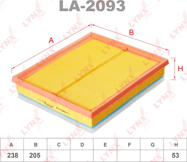 Воздушный фильтр LYNXauto для Fiat Ducato III 2006-2026. Артикул LA-2093