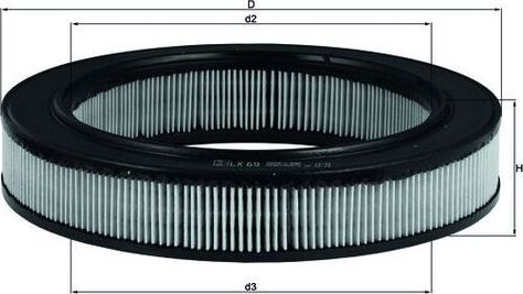 Воздушный фильтр Mahle для Opel Manta A 1972-1975. Артикул LX 69
