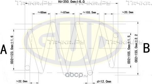 Пружина подвески G.U.D.. Артикул GCS072958