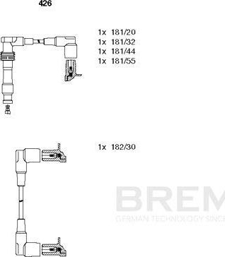 Высоковольтные провода (провода зажигания) (комплект) Bremi для Opel Vectra A 1989-1995. Артикул 426
