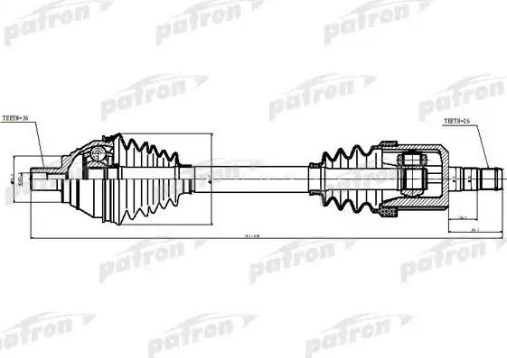Полуось (привод в сборе, приводной вал) Patron. Артикул PDS6876