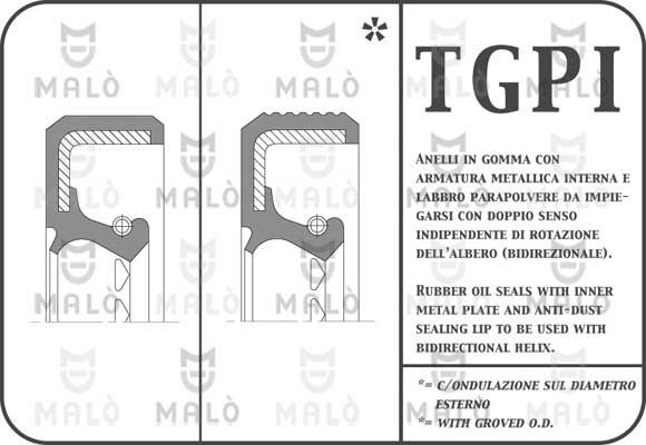 Сальник коленвала Malo (Силикон). Артикул 11543PISI
