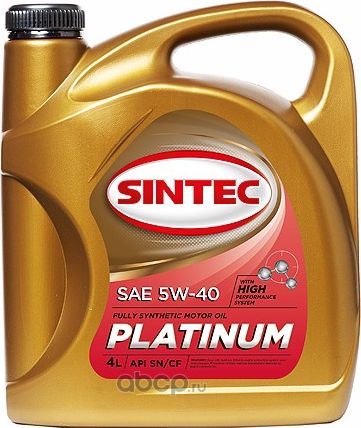 SINTOIL ПЛАТИНИУМ SAE 5W40 (СИНТ) 4Л (Sintec). Артикул 590015