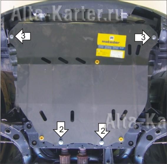 Защита Мотодор для картера, КПП Mazda MPV LW 1999-2006. Артикул 01119