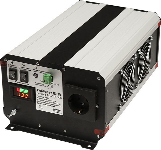 Инвертор преобразователь напряжения СИБКОНТАКТ СибВольт 1512У DC/AC, 12В/220В, 1500Вт. Артикул СВ-1512У