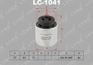 Масляный фильтр LYNXauto для Volkswagen Jetta VI 2011-2019. Артикул LC-1041