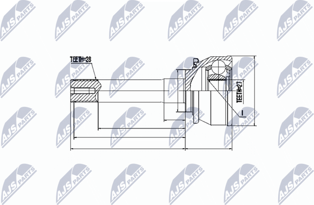 Шрус внутренний (граната) NTY передний для Mitsubishi L200 III 1996-2007. Артикул NPZ-MS-016