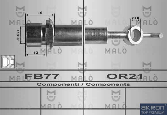 Тормозной шланг Malò задний для Toyota Corolla Verso I 2004-2009. Артикул 80364