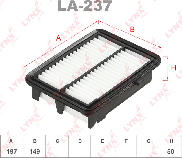 Воздушный фильтр LYNXauto для Honda Jazz III 2015-2026. Артикул LA-237