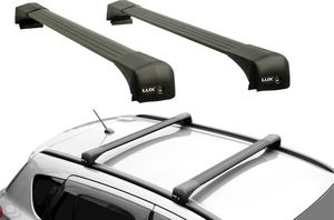Багажник на интегрированные рейлинги LUX Bridge для Mitsubishi Outlander III 2012-2021 (Крыловидные дуги Черные). Артикул 792627-792795-792849