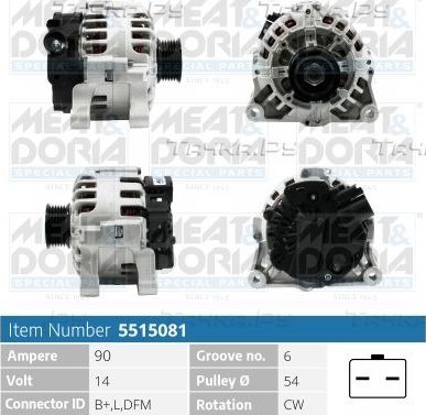 Генератор Meat & Doria для Peugeot 307 I 2000-2009. Артикул 5515081
