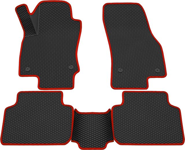Коврики Rezkon 3D EVA Ромб резиновые для салона Volkswagen Tiguan II 2016-2026 Красный кант. Артикул 9235025204