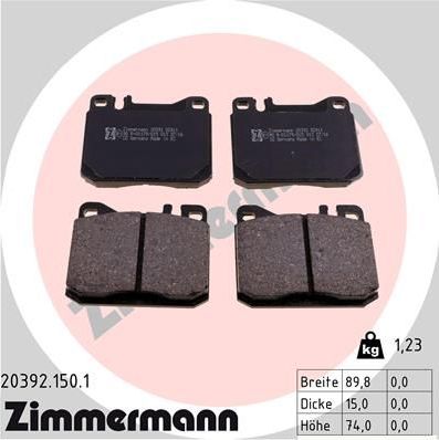 Тормозные колодки Zimmermann передние для Mercedes-Benz W123 1976-1985. Артикул 20392.150.1