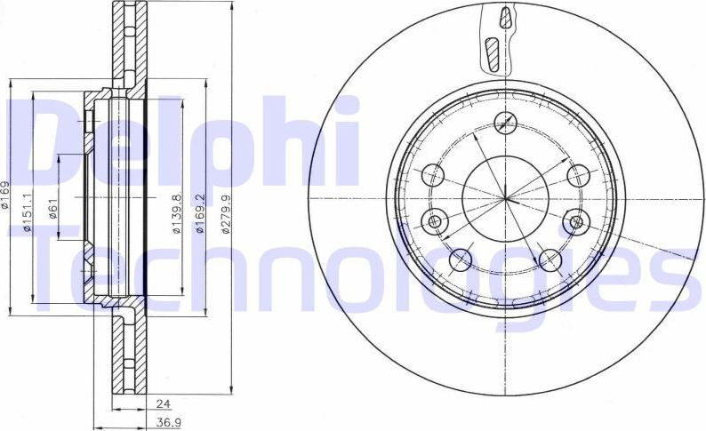 Тормозной диск Delphi. Артикул BG5298C