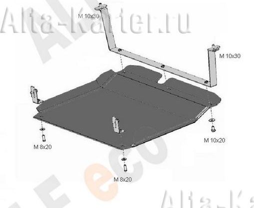 Защита алюминиевая Alfeco для картера и КПП Mitsubishi Galant VIII 2002-2006. Артикул ALF.14.13 AL4