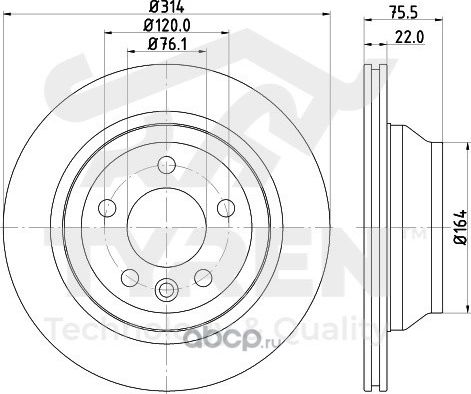 Диск тормозной | зад | (Tyren). Артикул TYR1023111