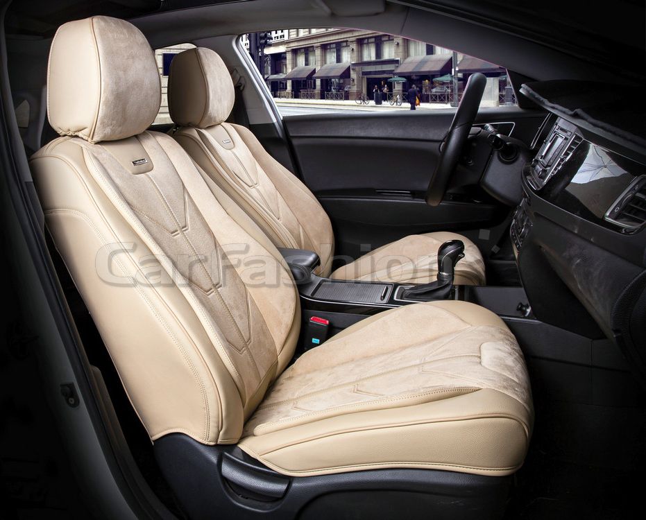 Чехлы универсальные каркасные CarFashion 5D Start на передние сидения авто, цвет Бежевый/Бежевый/Бежевый. Артикул 21062