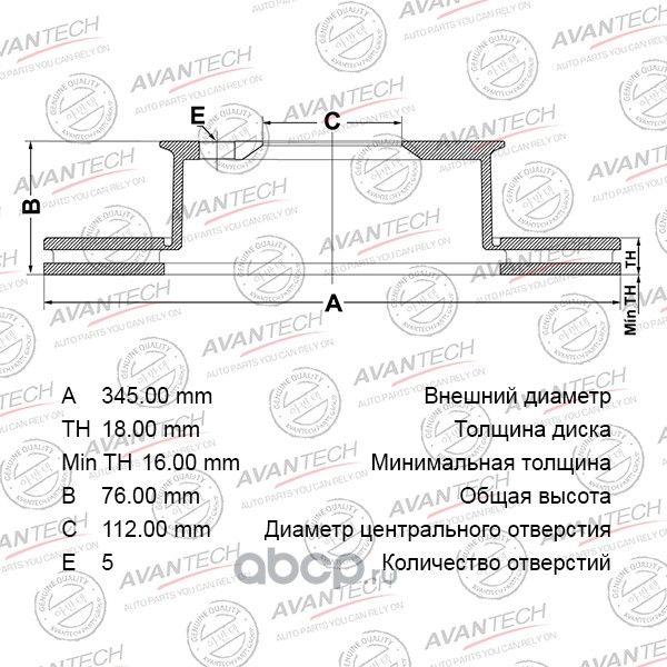 Диск тормозной AVANTECH (перфорированный) левый задний. Артикул BR0269S