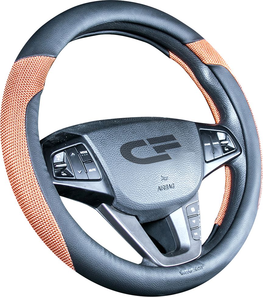 Оплётка на руль CarFashion Urban (размер M, экокожа, цвет ЧЕРНЫЙ/КОРИЧНЕВЫЙ). Артикул 31403