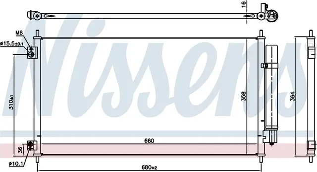 Радиатор кондиционера HONDA CROSSTOUR (2010) 3.5 IVTEC (Nissens). Артикул 941152