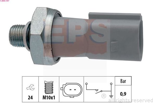 Датчик давления масла EPS Made in Italy - OE Equivalent для Volkswagen Golf VI 2007-2013. Артикул 1.800.197