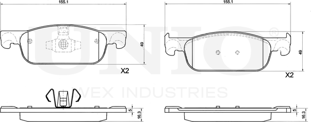 Колодки тормозные дисковые, комплект (Unio). Артикул BRP-20166