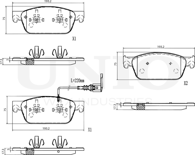 Колодки тормозные диск. передние с датчиком VW Transporter T5,T6 03-, Multivan T5,T6 03- (Unio). Артикул BRP-20440