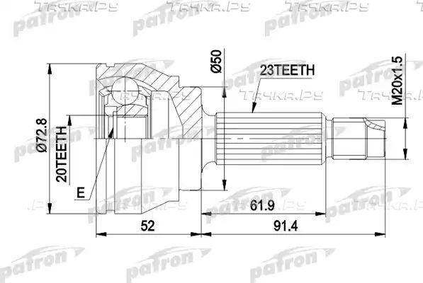 Шрус наружный (граната) Patron. Артикул PCV1037