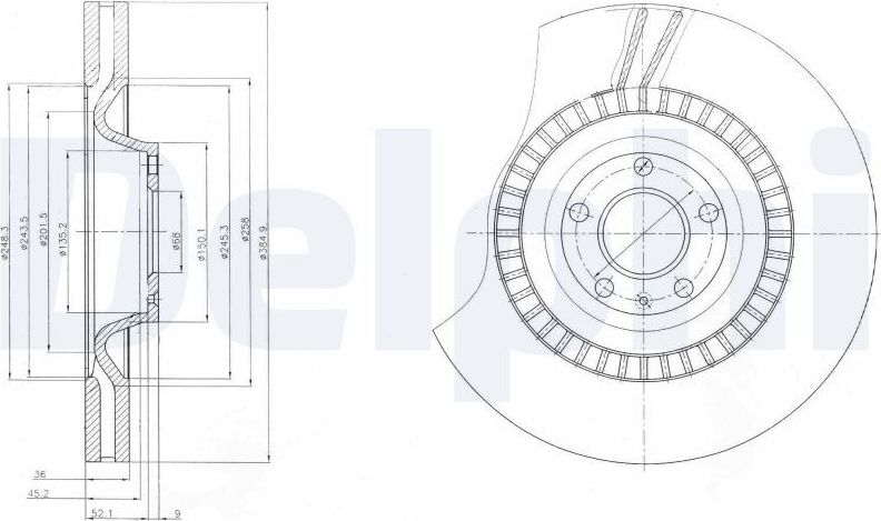 Тормозной диск Delphi. Артикул BG9065C