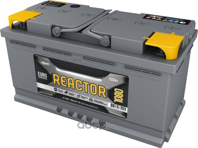 АККУМУЛЯТОР 6СТ-100 АКОМ REACTOR О.П.(ПУСКОВОЙ ТОК 1000А/1080А) (Akom). Артикул 4607034730437