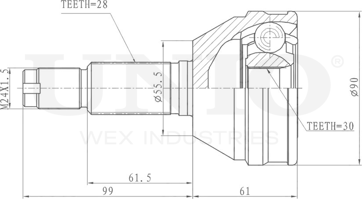 ШРУС наружный (Unio). Артикул CVJ-20307