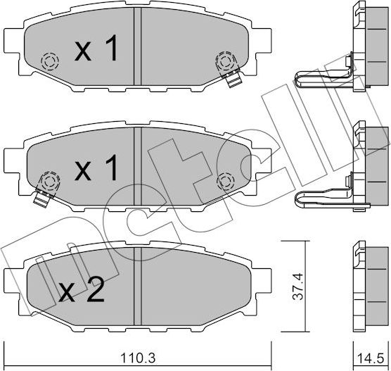 Тормозные колодки Metelli задние для Subaru XV II 2017-2026. Артикул 22-0764-1