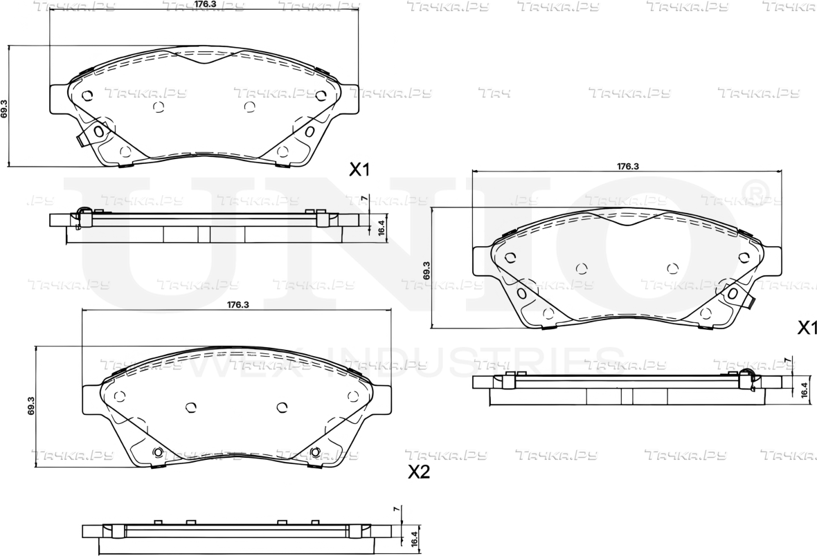 Колодки тормозные дисковые, комплект (Unio). Артикул BRP-20340