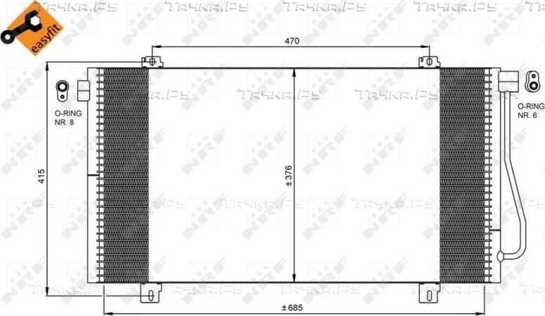 Радиатор кондиционера (конденсатор) NRF (алюминий). Артикул 350030
