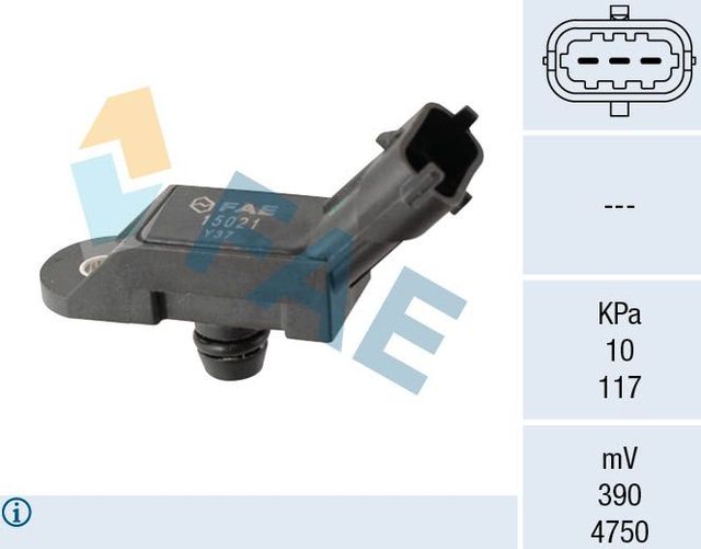 Датчик абсолютного давления (ДАД, MAP) FAE для Fiat Linea 2007-2026. Артикул 15021