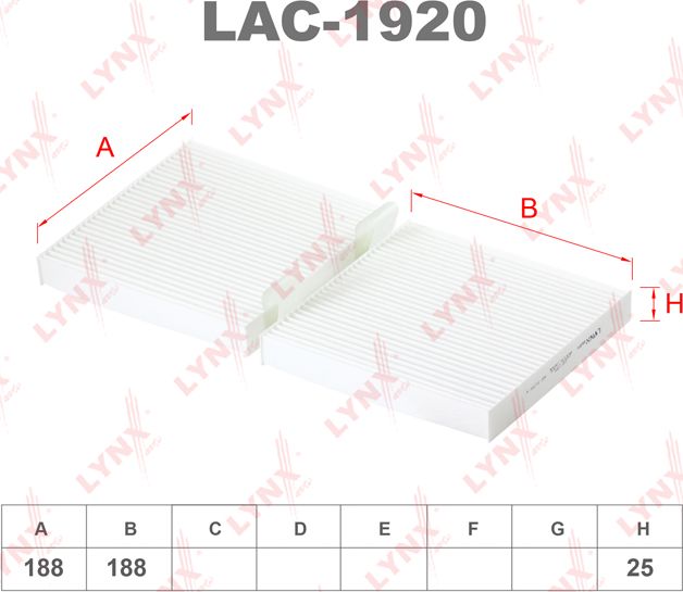 Салонный фильтр LYNXauto. Артикул LAC-1920