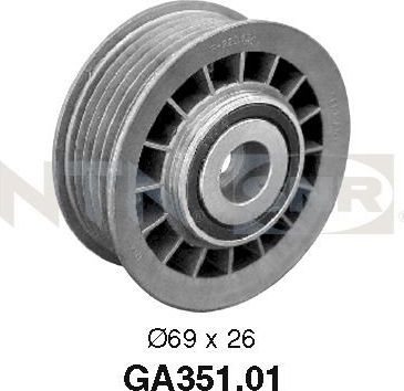Направляющий (ведущий) ролик приводного поликлинового ремня NTN / SNR. Артикул GA351.01