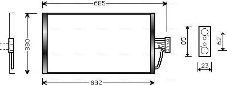 Радиатор кондиционера (конденсатор) AVA (алюминий) для BMW 5 IV (E39) 1998-2004. Артикул BW5254