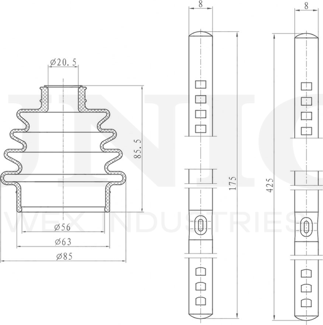 Пыльник ШРУС, комплект (Unio). Артикул DUC-30116K