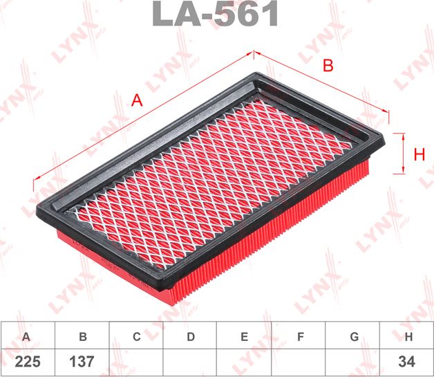 Воздушный фильтр LYNXauto для Honda Logo 1999-2000. Артикул LA-561