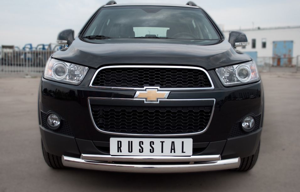 Защита RusStal переднего бампера d76/42 (дуга) для Chevrolet Captiva 2012-2013. Артикул CHCZ-000824